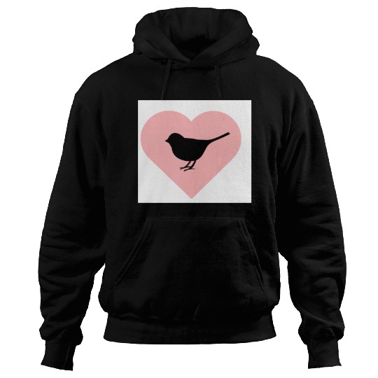 Silhouette Bird Heart Design Hoodies