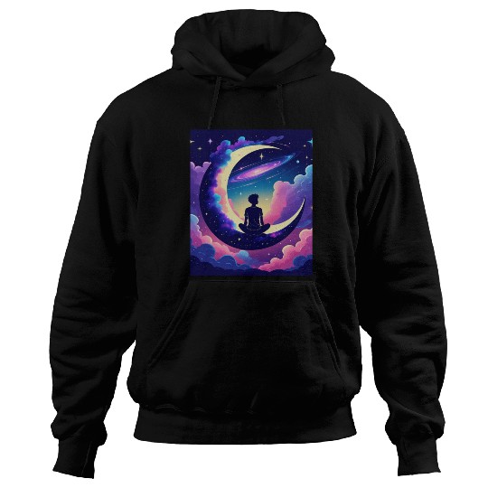 Cosmic Dreamer Moon and Galaxy Scene Hoodies