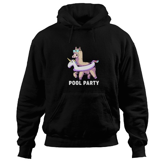 Pool Party Squad Summer Llama Unicorn Hoodies