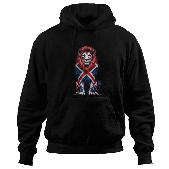 Regal Lion with Union Jack Mane Hoodies