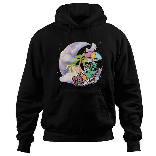 Galactic Alien Relaxing with Pizza Hoodies