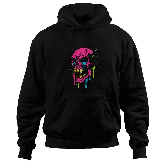 Neon Graffiti Skull Art Hoodies