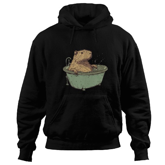 Capybara is Enjoying Its Bathtub Hoodies