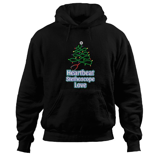 Festive Christmas Tree Heartbeat Design Hoodies