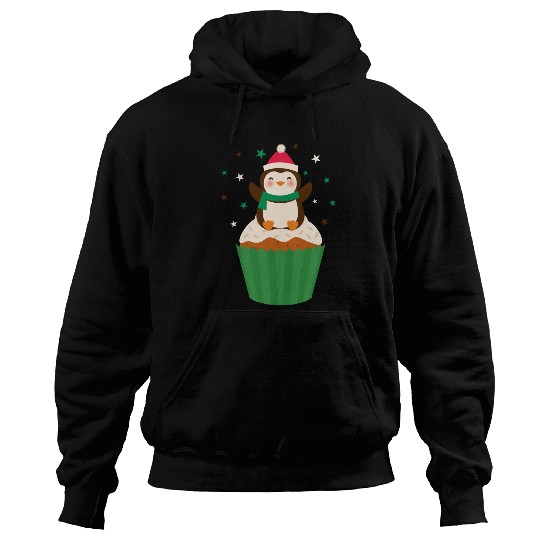 Whimsical Penguin Holiday Cupcake Design Hoodies