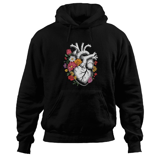 Floral Heart Anatomical Illustration Hoodies