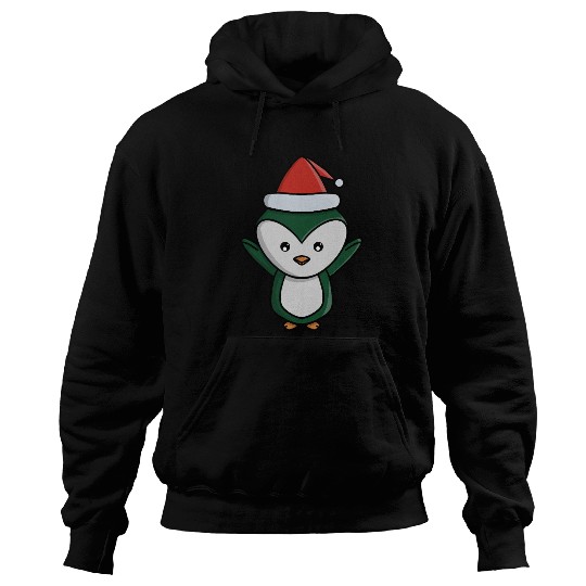 Festive Penguin with Santa Hat Hoodies