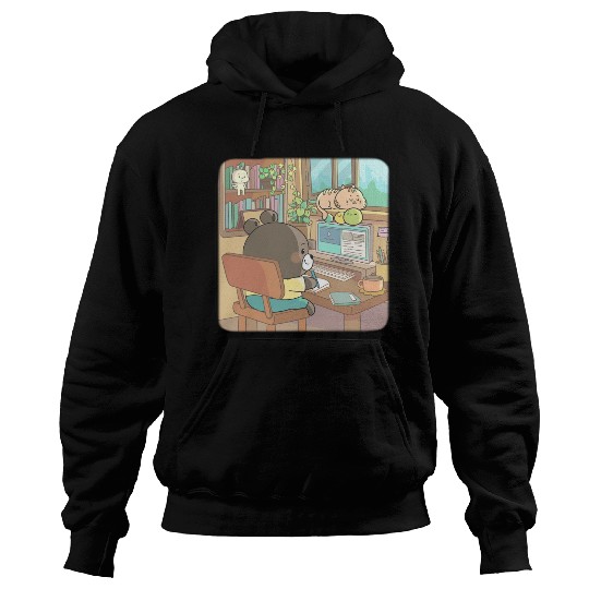Cozy teddy bear studying Hoodies