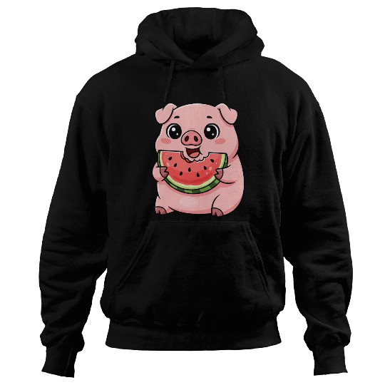 Sweet pig watermelon summer fruit vacation farm Hoodies