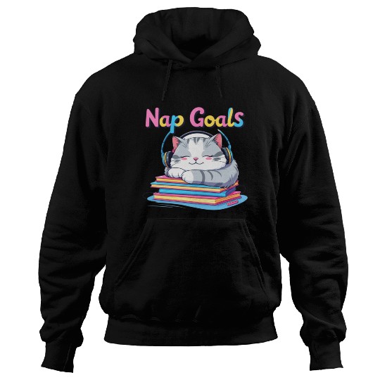 Cute Cat Nap Goals Design Hoodies