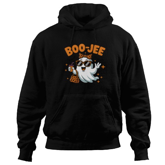 Boo-Jee Ghost Cute Leopard Print Halloween Boojee Hoodies