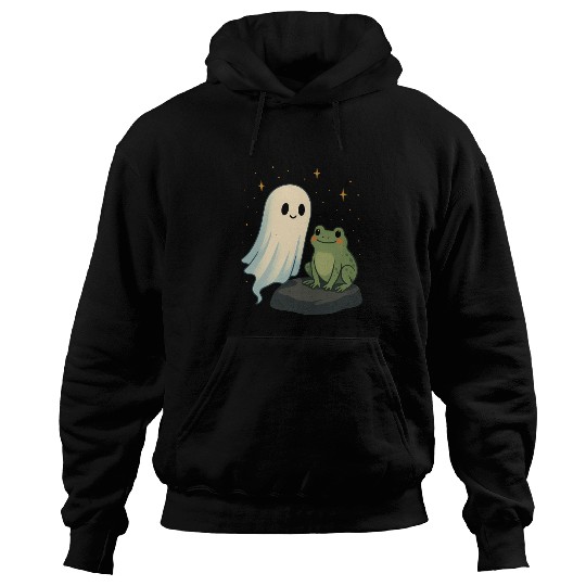 Whimsical Ghost and Frog Friendship Hoodies