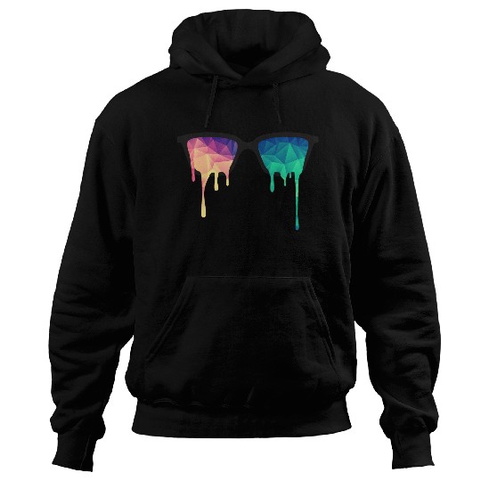 Abstract Psychedelic Nerd Glasses with Color Drops Hoodies
