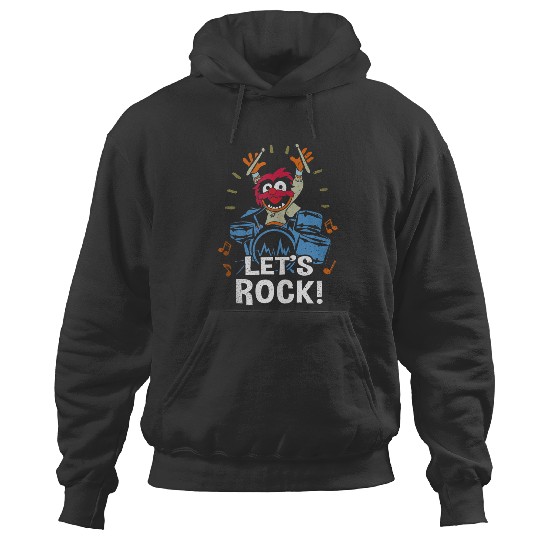 Disneyss The Muppets Animal Let's Rock Drums Distressed Logo Hoodies