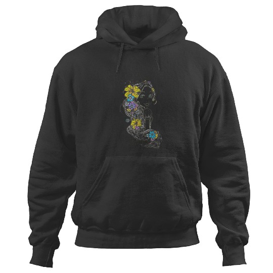 Disney Tangled Rapunzel Floral Sketch Portrait T Hoodies