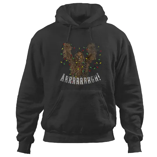 Star Warss Chewbacca Roar Christmas Lights Distressed Disney Hoodies
