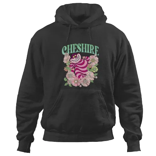Retro Cheshire Cat Floral Hoodies, Alice In Wonderland Hoodies, Disney Cats Hoodies