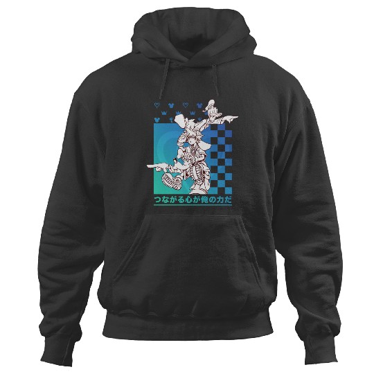 Disney Kingdom Hearts Sora Donald Goofy Kanji Checkerboard Hoodies