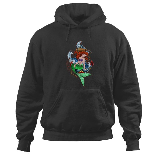 Disneyss Little Mermaid Under The Sea Tattoo Style Portrait Hoodies