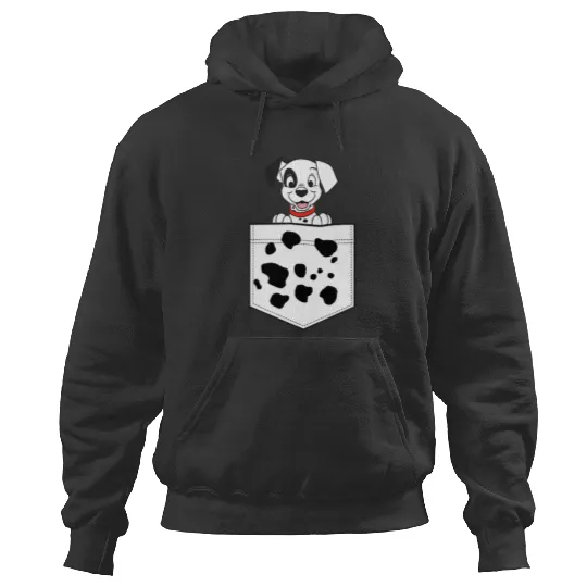 Disney 101 Dalmatians Patch Puppy Dotted Pocket Logo Hoodies