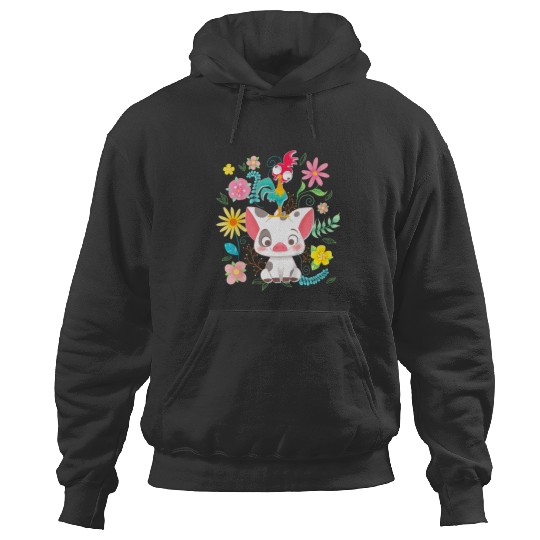 Disneyss Moana Pua Hei Hei Cute Pose Floral Big Chest Poster Hoodies