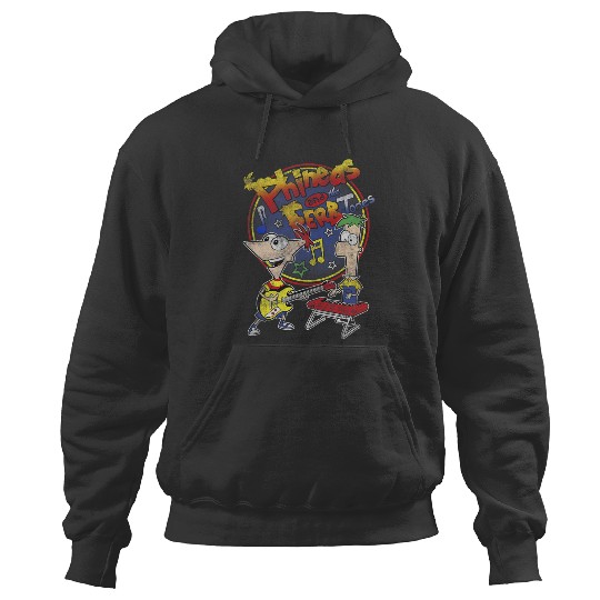 Disney Phineas And Ferb-Tones Distressed Band Logo Hoodies