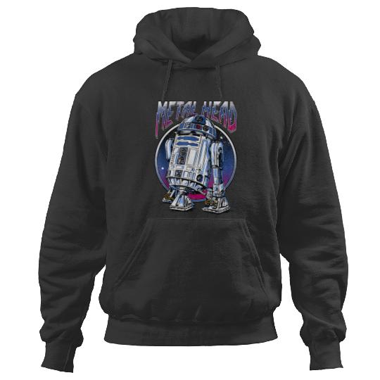 Star Warss R2d2 Metal Head Vintages Disneyss+ Hoodies