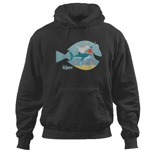 Disneyss Pixars Finding Dory Fish Frame Adventure Crew Logo Hoodies
