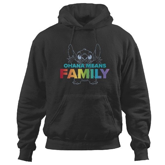 Disneyss Lilo Stitch Ohana Means Family Stitch Rainbow Pride Hoodies