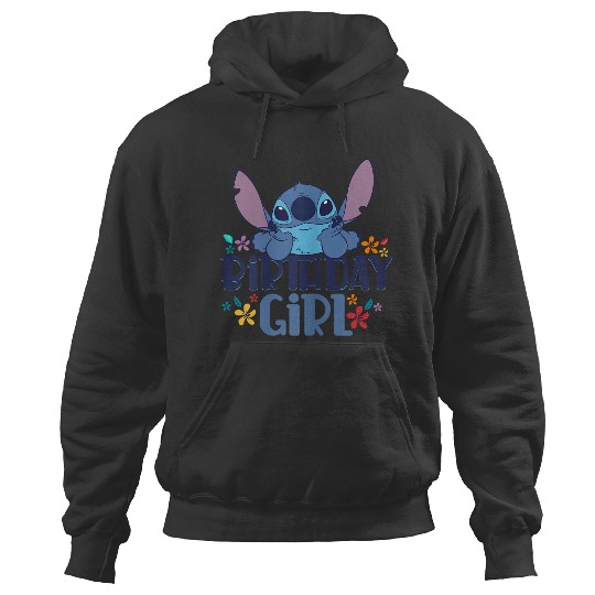 Discover Disney Lilo Stitch Birthday Girl Happy Stitch Floral Logo Hoodies