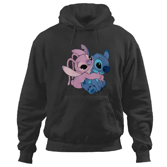 Discover Disney Lilo Stitch Cute Angel Stitch Hugging Chest Logo Hoodies