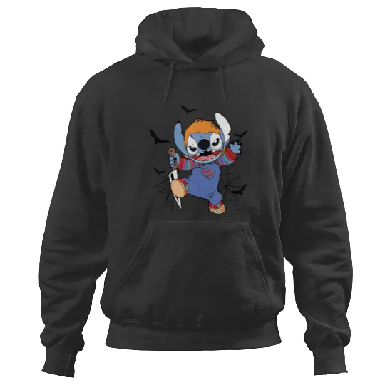 Disney Halloween Chucky Stitch Hoodies, Disney Stitch Horror Movie Hoodies, Chucky Hoodies