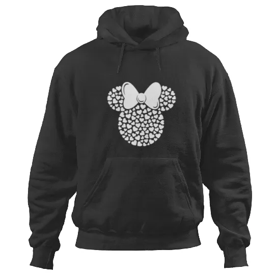 Discover Disney Minnie Mouse Icon Filled with White Hearts Hoodies