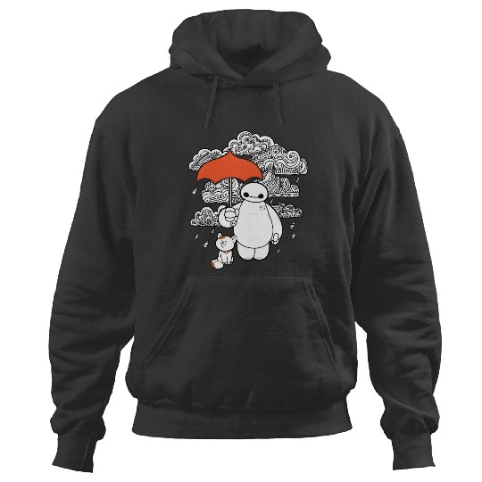 Disney Big Hero 6 Baymax Patterned Rain Clouds Portrait Hoodies