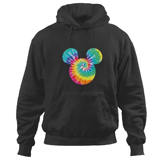 Discover Disney Mickey Mouse Icon Rainbow Tie-Dye Short Sleeve Hoodies