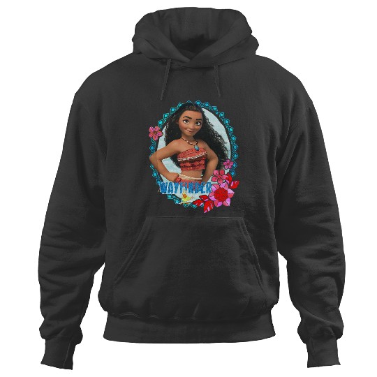 Disney Moana Wayfinder Brave Pose Tropical Flower Frame Logo Hoodies