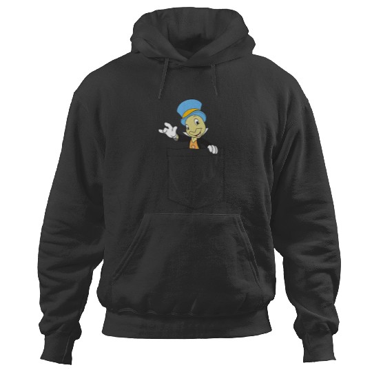 Disneyss Pinocchio Jiminy Cricket Faux Pocket Hoodies