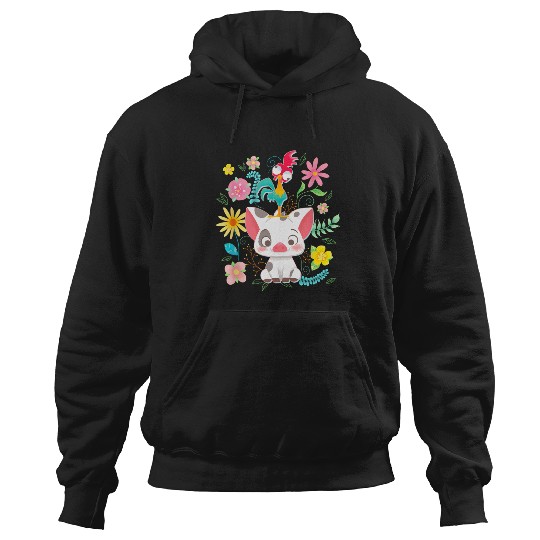 Disney Moana Pua Hei Hei Cute Pose Floral Big Chest Poster Hoodies