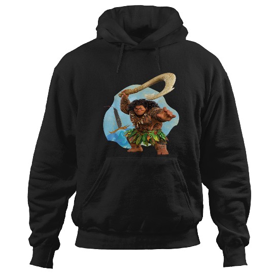 Disneyss Moana 2 Action Pose Maui With Fish Hook Hoodies