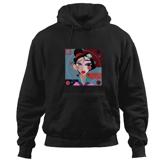 Crimson Essence Serene Beauty in a Short Japanese Kimono with Blue Eyes Sticker: Disney Mulan Anime Mushu, Mulan and Mushu Hoodies