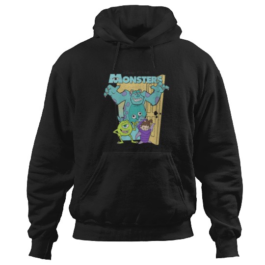 Womens Disney Monsters Inc. Mike Sully Boo Group Poster V-Neck Hoodies