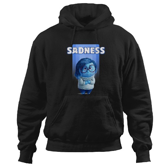 Disney Inside Out Riley's Sadness Blue Character Logo V-Neck Hoodies