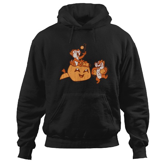 Disneyss Chip N Dale Halloween Pumpkin Bucket Corner Art Hoodies