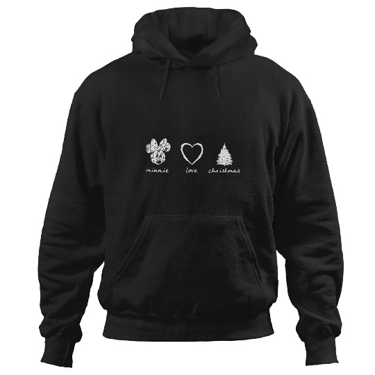 minnie love christmas heart tree love black white christmas  : Mickey Disney Christmas, Disney Christmas Hoodies