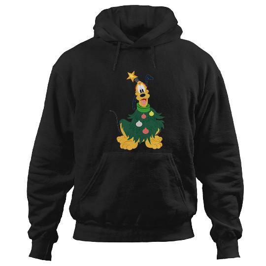 Discover Disney Pluto Holiday Christmas Tree Costume Corner Art Hoodies