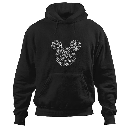Discover Disney Mickey Mouse Icon Holiday White Snowflakes Hoodies