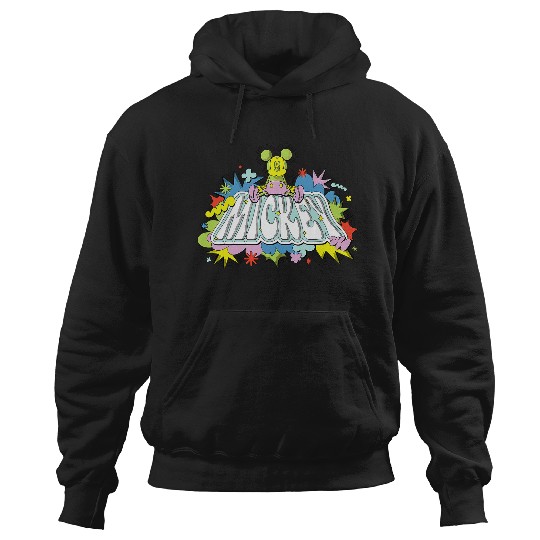 Discover Disney Mickey Mouse Sitting Down on Name Retro Pop Art Hoodies