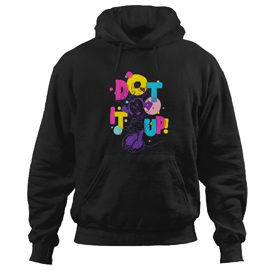 Womens Disney Minnie Mouse Dot It Up Bold Color Retro Overlay V-Neck Hoodies