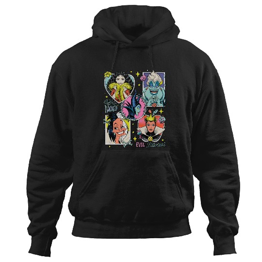 Disney Villains Wonderfully Wicked Colorful Retro Poster Hoodies