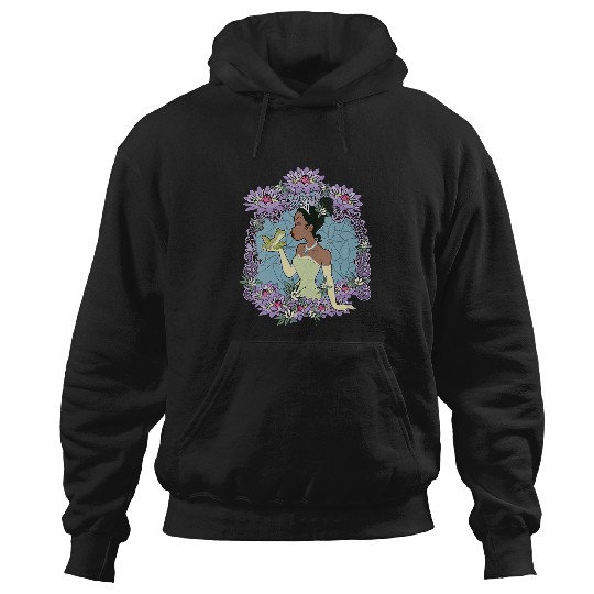 Womens Disneys Princess And The Frog Tiana Floral Frame Portrait VNeck Hoodies